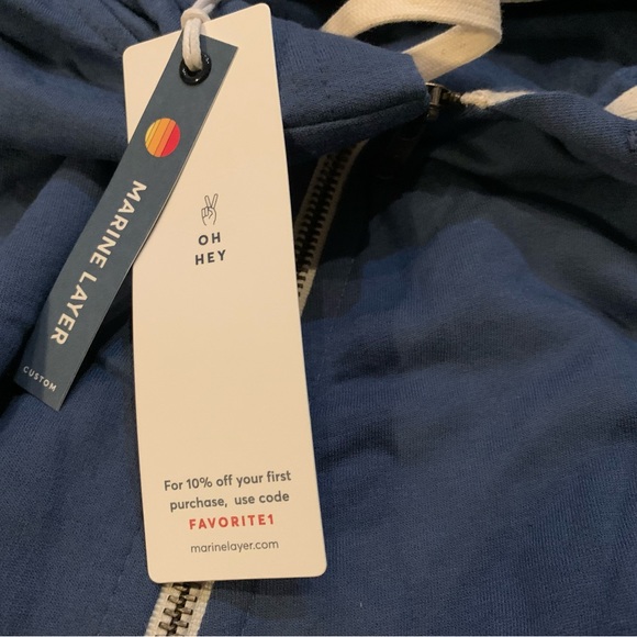 Marine Layer Full Zip Men’s Hoodie Jacket Faded Navy Blue NWT in Factory Bag - Picture 5 of 6